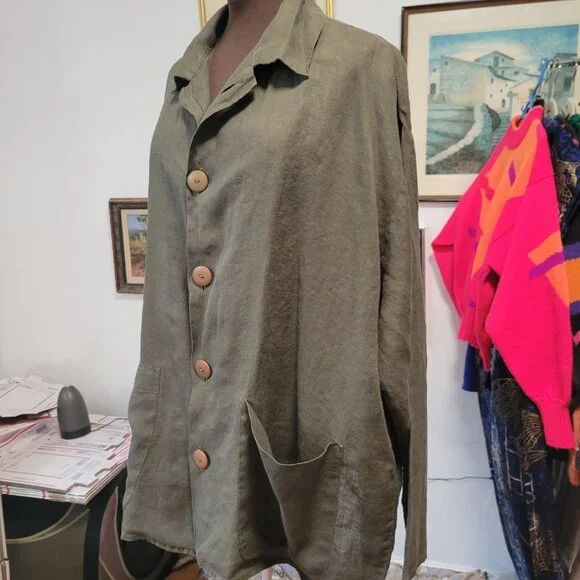 Vintage 90's Flax by Jeanne Engelhart Linen Jacket Size M - Picture 5 of 10